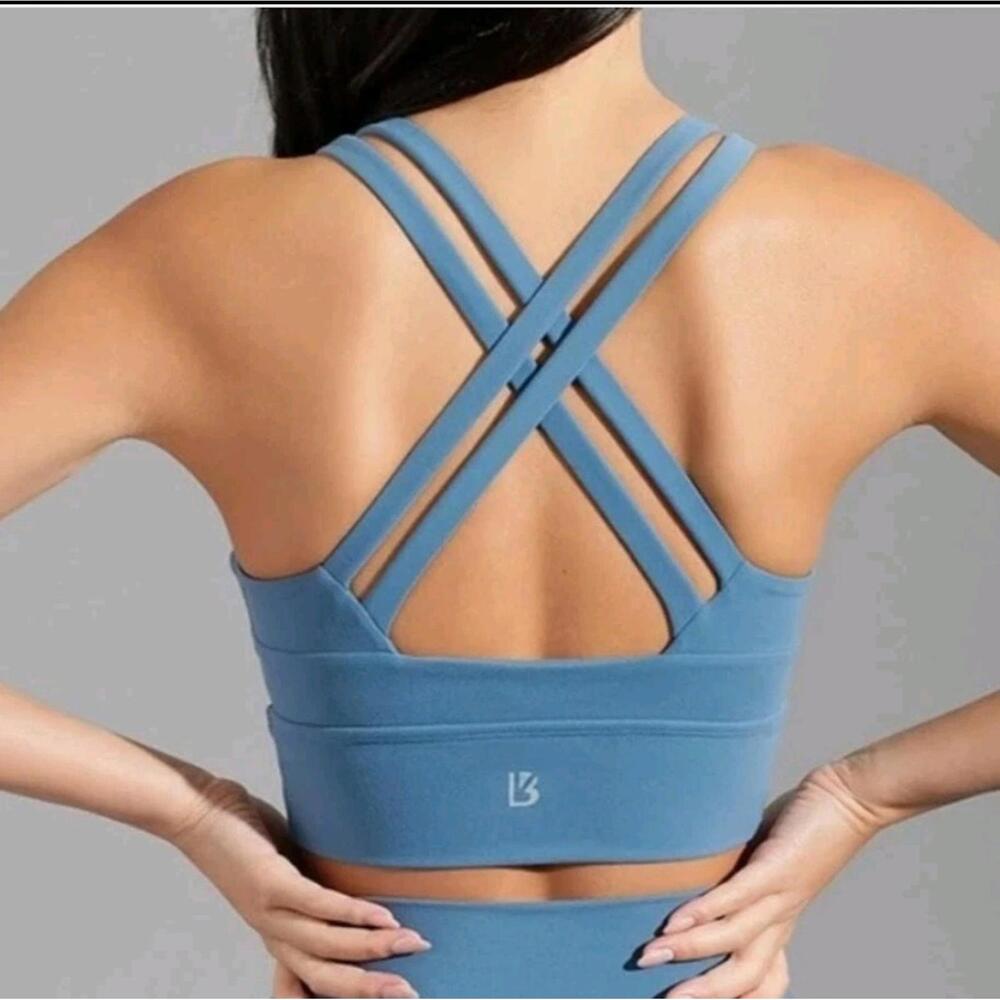 Buff Bunny Rosa Sports Bra Dusty Blue women's size small Activewear Stretch